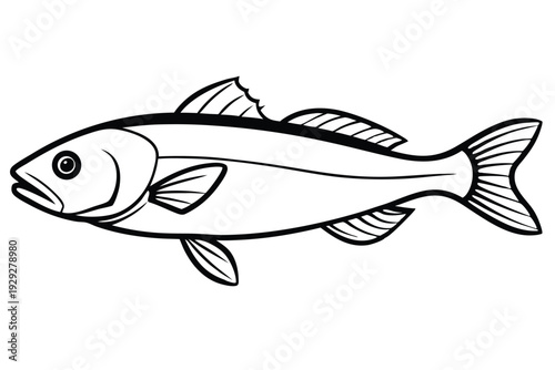 cod fish silhouette line art vector illustration