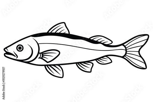 cod fish silhouette line art vector illustration
