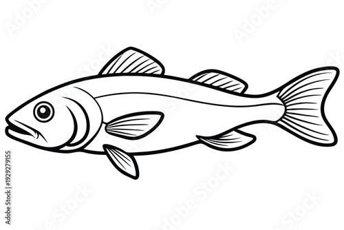 cod fish silhouette line art vector illustration