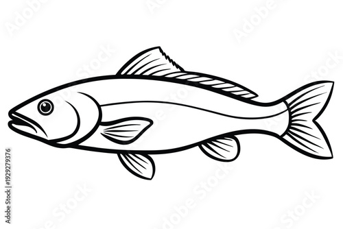cod fish silhouette line art vector illustration