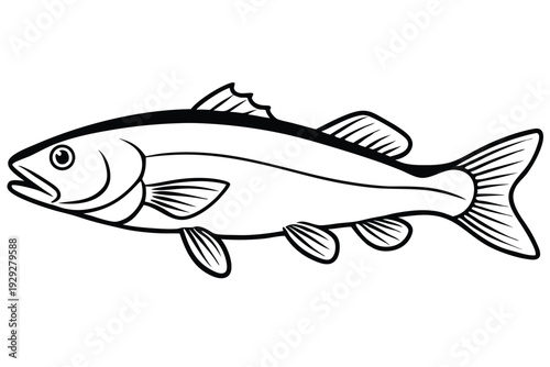 cod fish silhouette line art vector illustration