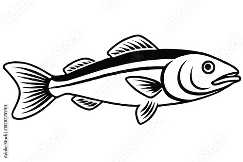 cod fish silhouette line art vector illustration