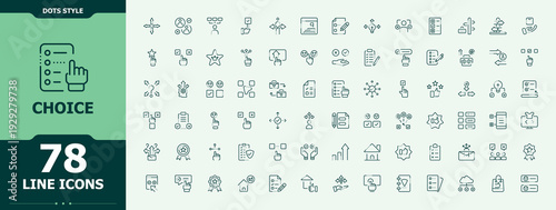 Choice icon set. Choose vector icon set. Includes thin line symbols selection, list, decision, choose, select, election. Editable vector.