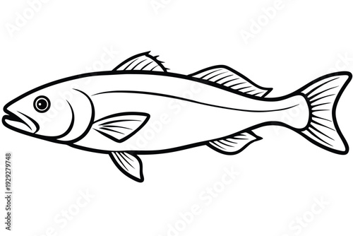cod fish silhouette line art vector illustration