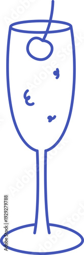 Champagne Flute With Cherry Line