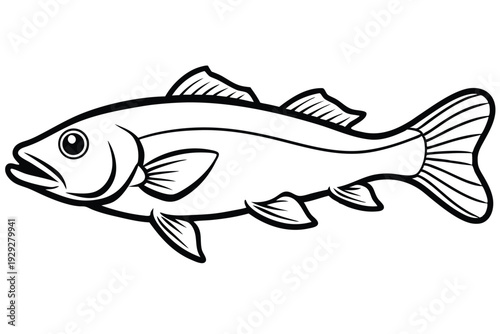 cod fish silhouette line art vector illustration