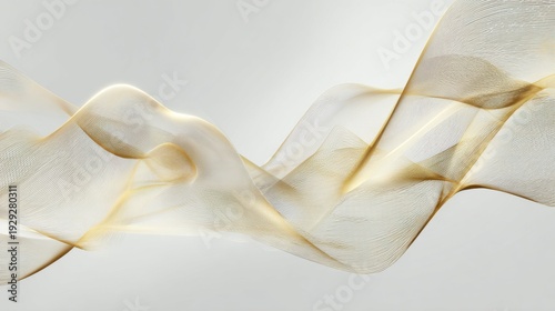 premium gold wave swoosh metallic band with glossy satin polished finish on smooth white surface elegant abstract luxury background for branding, banner, label decoration