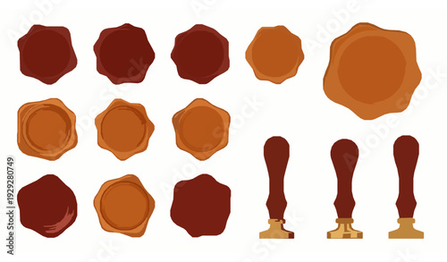 Classic wax seal stamps vintage vector illustration for mail and business agreements