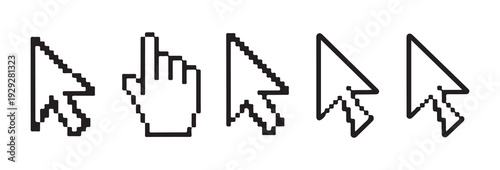 Computer mouse cursor icons set pointer hand and arrow cursors for web design and UI elements