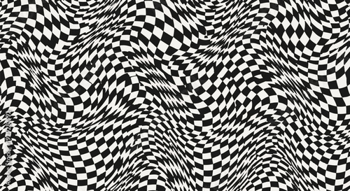 Black and white checkered optical illusion background vector