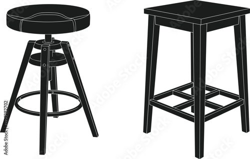 Black stool and table furniture chair