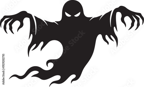 Black ghost with glowing eyes and sharp claws monster