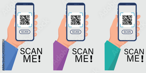 Digital Interaction: A visual representation of digital interaction, featuring hands holding smartphones and using QR code scanning technology. Capturing modern technology and communication