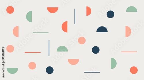 Abstract geometric pattern with coral green and navy blue shapes light background