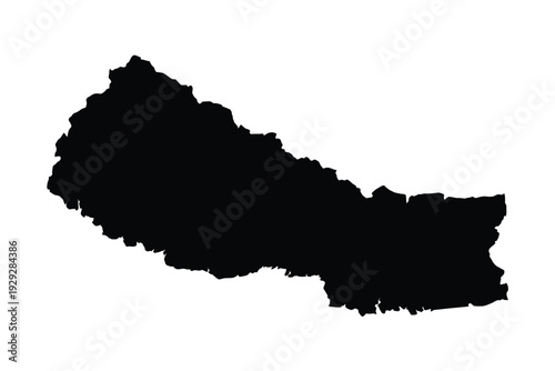 Silhouetted map of nepal a landlocked country in south asia