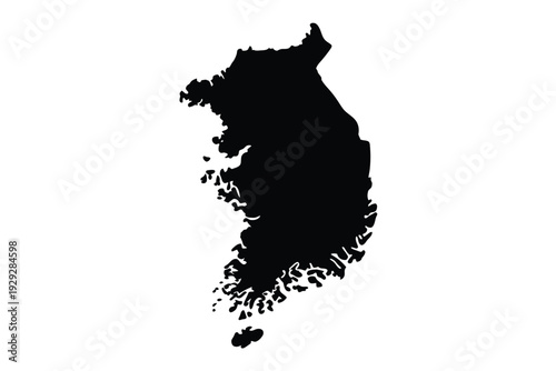 Black silhouette depicting the geographical shape of the korean peninsula