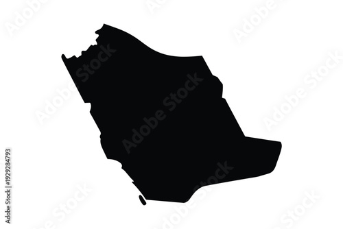 Silhouette of saudi arabia against a plain white background
