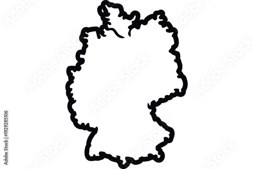A simple black outline depicting the geographical shape of germany