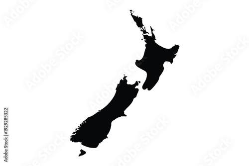 Black silhouette of new zealand s north and south islands