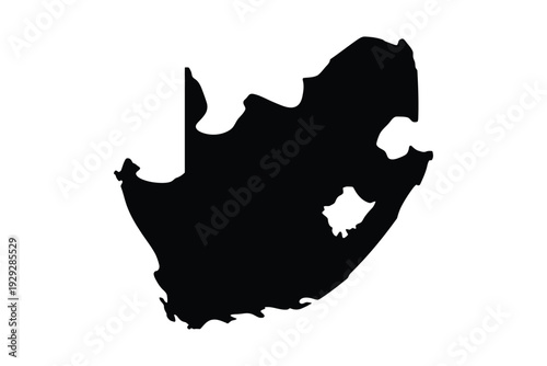 A dark silhouette depicts the geographical shape of south africa