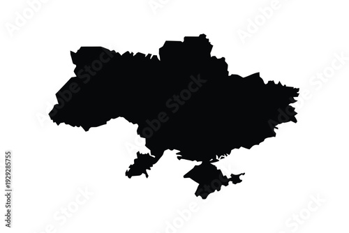 A stark silhouette of ukraine s geographical outline against a white backdrop