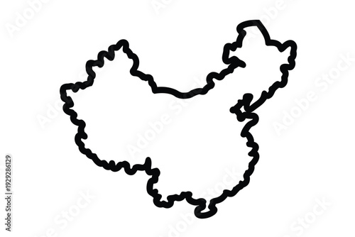 Simple black outline depicting the geographical shape of mainland china