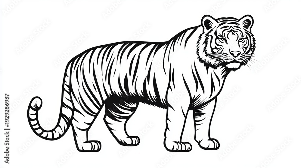 Fototapeta premium Stylish Tiger Artwork with Bold Outlines and Modern Design Aesthetic for Wildlife Enthusiasts