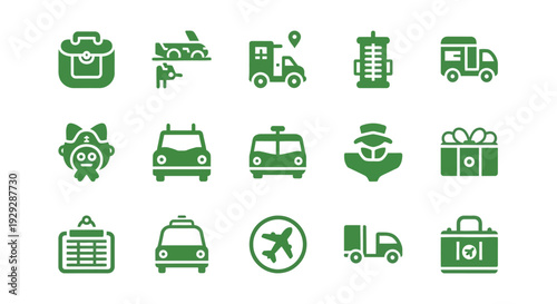 Collection of Green Logistics Icons and Symbols.