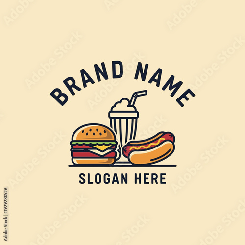 Burger Hotdog and Milkshake Food Logo.