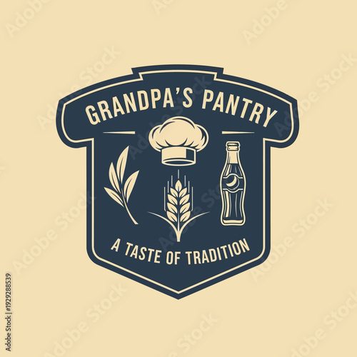 Wallpaper Mural Chef Hat Logo with Wheat and Bottle. Torontodigital.ca