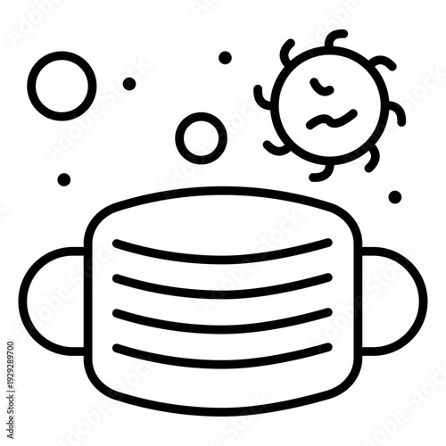 Medical Mask Protection: A simplified graphic of a medical mask offers essential protection against airborne viruses, representing health and safety during a pandemic.