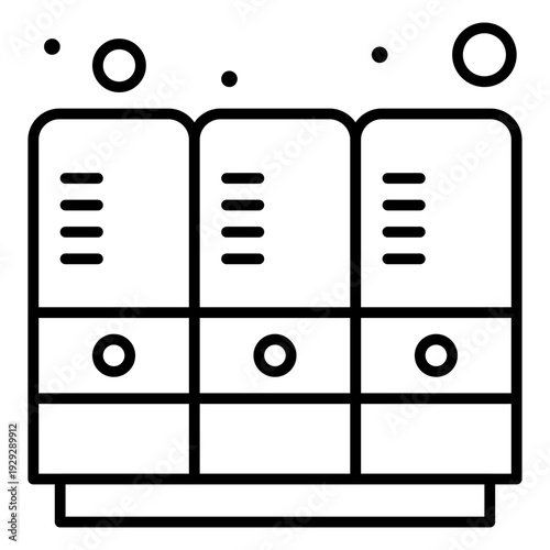 Information filing cabinet icon: A simple and clean illustration of an information filing cabinet, designed for storing and organizing essential documents and data.