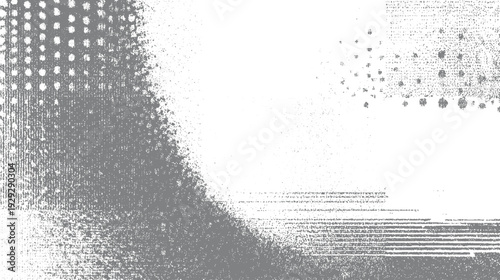 Abstract gray and white textured background with scattered dots and linear patterns