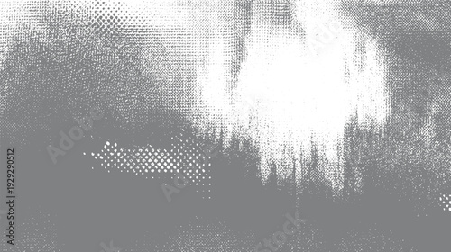 Grayscale abstract pattern with varying dot density and texture transitions