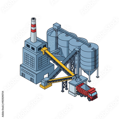 Industrial Factory Facility with Truck and Equipment.