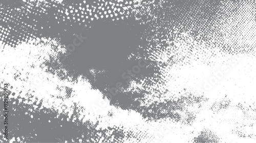 Gray and white textured background with abstract speckled pattern and halftone dots
