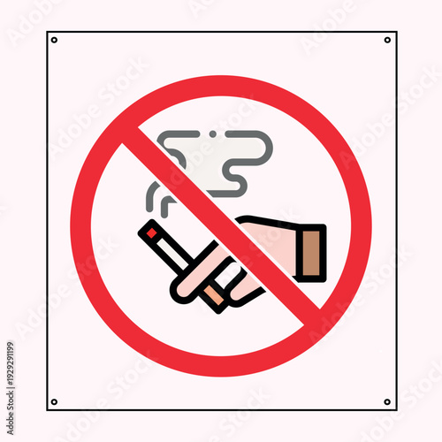 Isolated sign prohibition of no smoking with cigarette and red restriction crossed sign vector illustration.