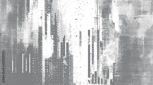 Abstract grayscale halftone pattern with vertical lines and scattered dots background texture