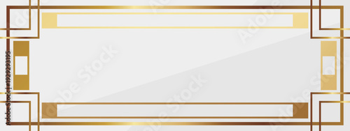 高級感のあるアールデコのバナー背景　ホワイト＆ゴールド