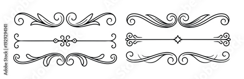 Ornate divider lines and decorative calligraphic borders with elegant swirls and flourishes