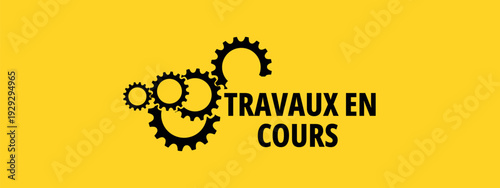 travaux en cours text on white background. work in progress in french language	