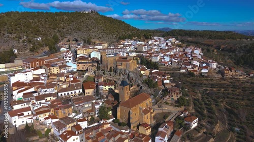 Aerial view of Yeste, Albacete province, Castilla-La Mancha, Spain