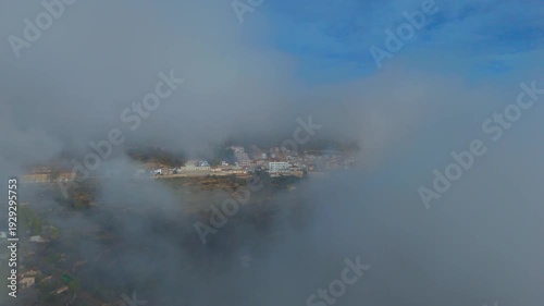Aerial view of Yeste, Albacete province, Castilla-La Mancha, Spain
