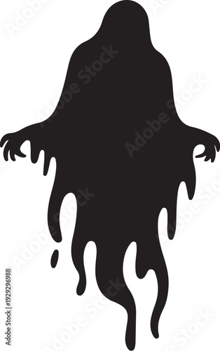 Black silhouette of a melting figure humanoid
