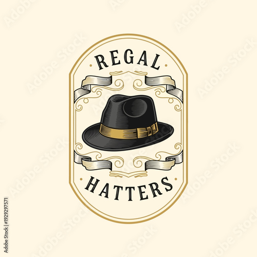 Hat Fashion Illustration for a Regal Hatters Brand Logo Design