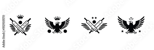 Spread wings eagle bird head mascot illustration for champion sports team identity graphics