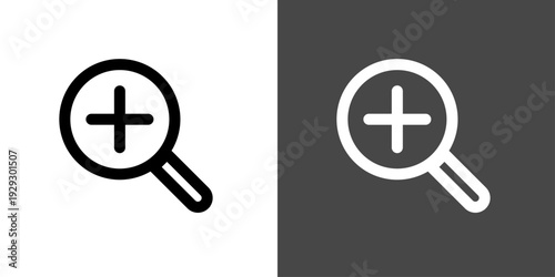 シンプルな虫めがねのアイコン　プラス