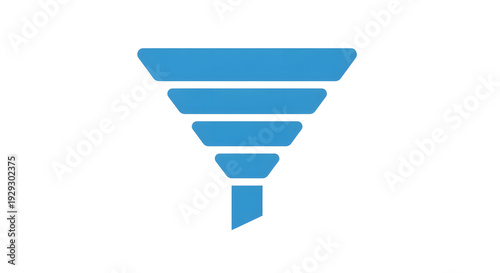 A blue funnel icon on a white background for marketing purposes