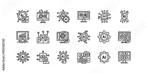 Artificial intelligence icons set