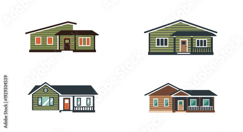 Ranch House Line art modern soft tone illustration